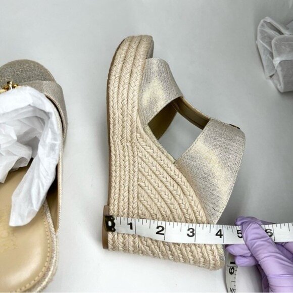 MICHAEL Michael Kors Women's Bradley Espadrille Platform Wedges Pale Gold 7M - Picture 6 of 12